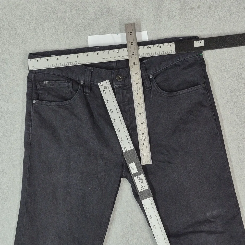 Fox Men Jeans Black 34 Denim Skinny 31.5